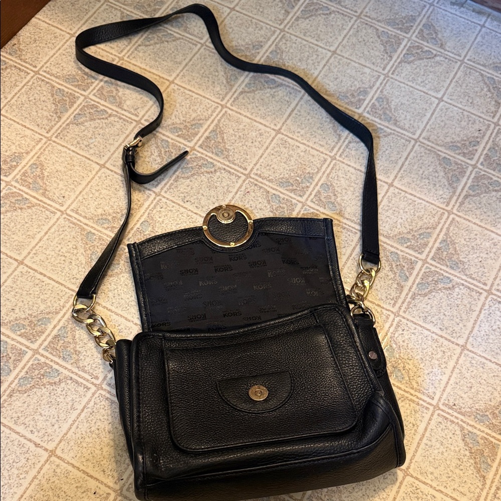 Michael Kors Black Leather Crossbody Bag